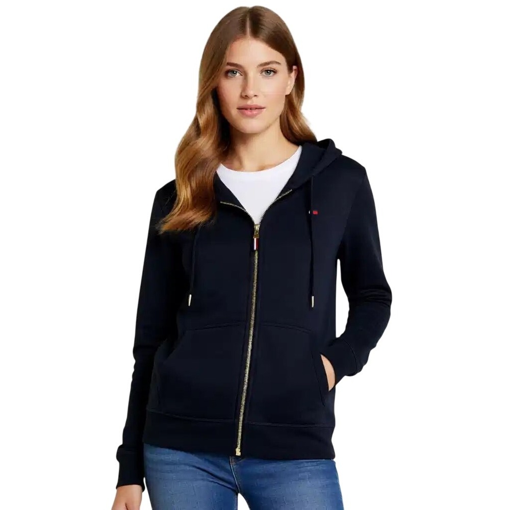Tommy Hilfiger Navy Blue Full Zip Hoodie Fleece Lined Sweatshirt Large NWOT